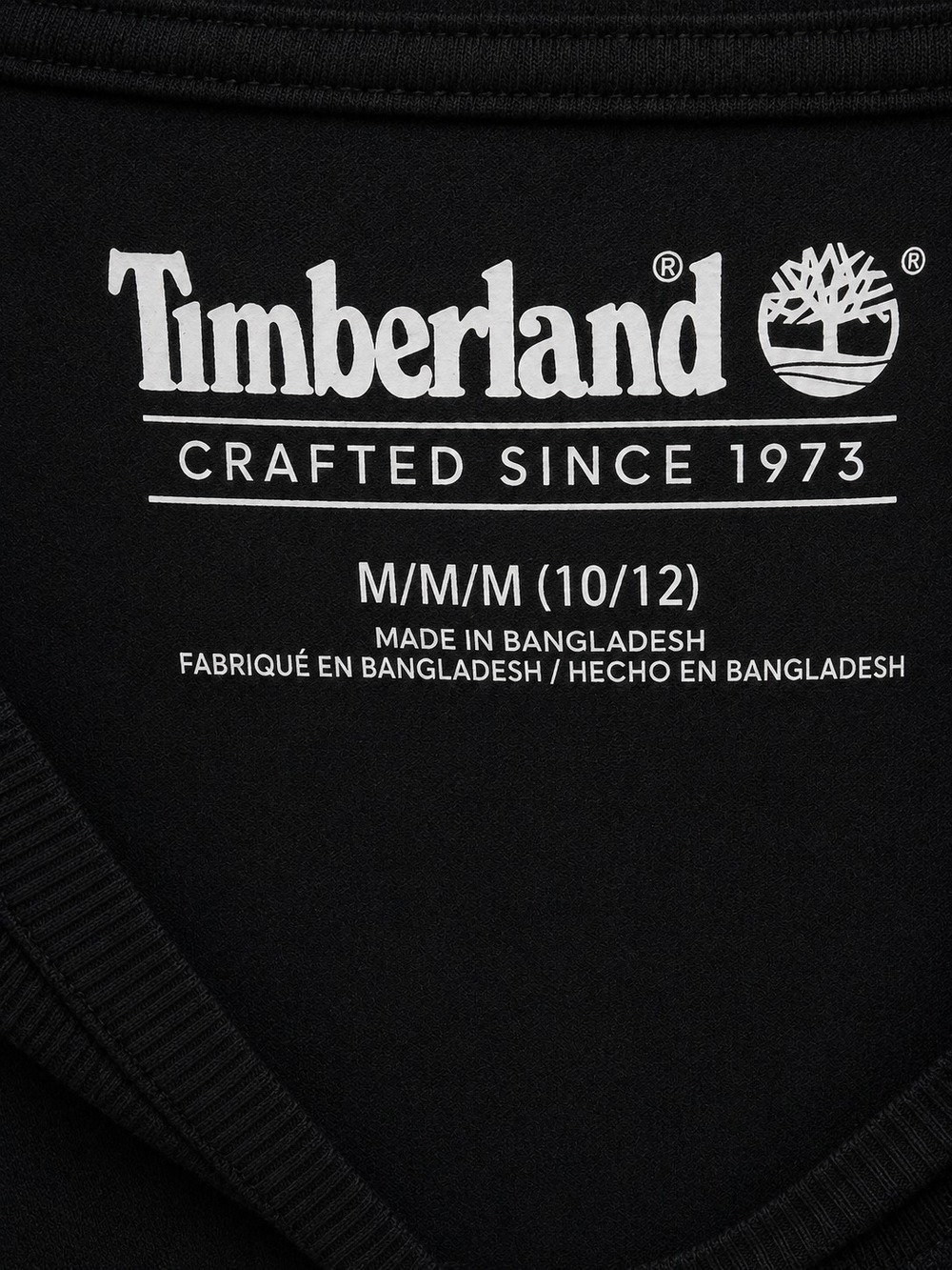 Timberland Black Long Sleeve Cotton Tee Orange Graphic Logo - Picture 2 of 5